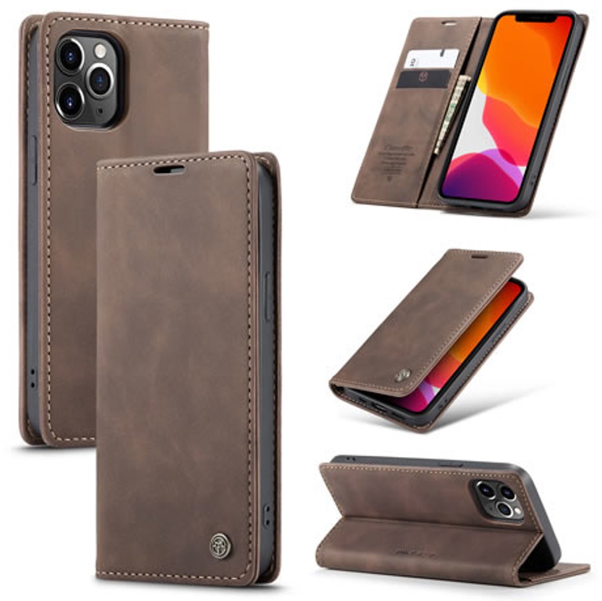 CaseMe - Hoesje geschikt voor iPhone 12 Pro Max - Wallet Book Case - Magneetsluiting - Donker Bruin