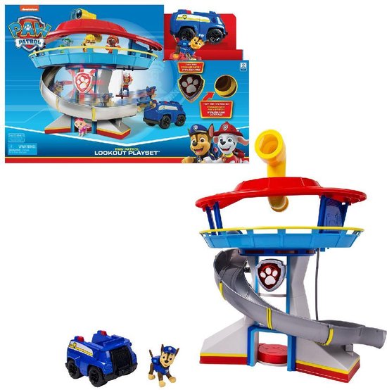 PAW Patrol Lookout Tower Speelset met speelgoedauto-launcher, 2