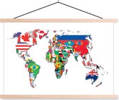 Affiche textielposter Une carte du monde avec tous les drapeaux 120x80 cm