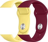 2 sport bandjes geschikt voor Apple Smartwatch 42/44 S/M – YOUNIQ – Geel & Roos Rood – iWatch Series 1/2/3/4/5/6/SE - Horloge Band Strap geschikt voor Apple Watch