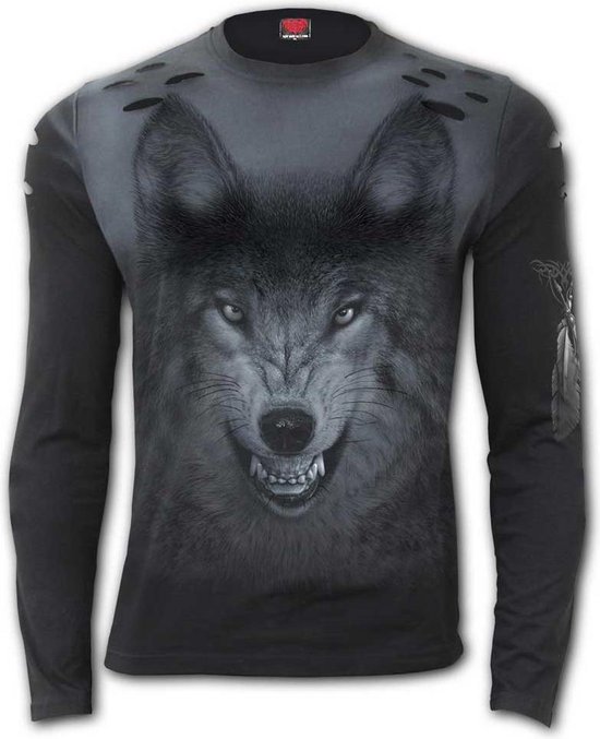 Spiral Longsleeve shirt -L- SHADOW WOLF Zwart