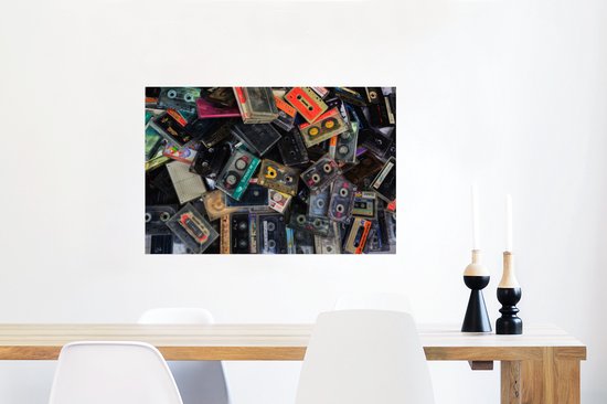 Pile de cassettes poster papier 90x60 cm - Tirage photo sur Poster (décoration murale salon / chambre)