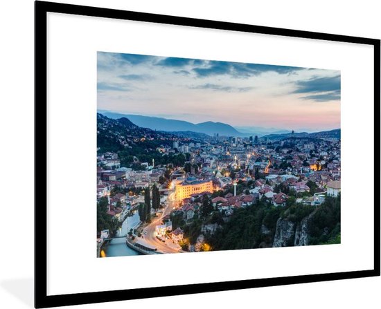Fotolijst incl. Poster - Cityscape van Sarajevo in Bosnië en Herzegovina - 90x60 cm - Posterlijst