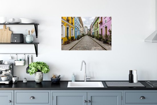 Poster Pastelkleurige straat in Parijs - 60x40 cm