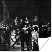 Poster De Nachtwacht in zwart-wit - Schilderij van Rembrandt van Rijn - 30x30 cm