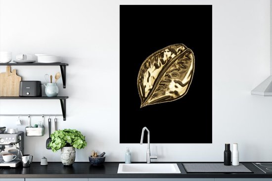 Feuille d'or à grain épais sur fond noir 80x120 cm