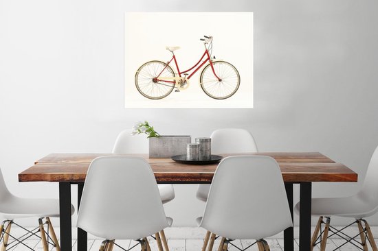Poster Un vélo rouge sur fond blanc 80x60 cm - Tirage photo sur Poster (décoration murale salon / chambre)