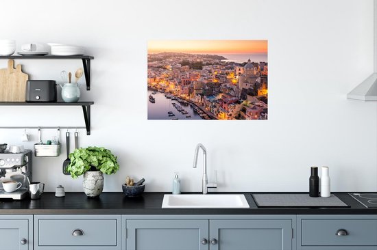 Poster Coucher de soleil sur la ville italienne de Naples 60x40 cm - Tirage photo sur Poster (décoration murale salon / chambre)