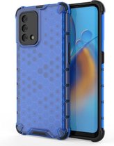 Voor OPPO A74 4G schokbestendige honingraat pc + TPU-hoes (blauw)