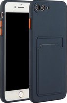 Kaartsleuf ontwerp schokbestendig TPU beschermhoes voor iPhone 8 Plus & 7 Plus (donkerblauw)