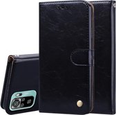 Voor Xiaomi Redmi Note 10 Zakelijke Stijl Olie Wax Textuur Horizontale Flip Leren Case met Houder & Kaartsleuven & Portemonnee (Zwart)
