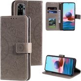 Voor Xiaomi Redmi Note 10 5G Totem Bloem Reliëf Horizontale Flip TPU + PU Lederen Case met Houder & Kaartsleuven & Portemonnee (Grijs)