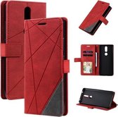 Voor Nokia 2.4 Skin Feel Splicing Horizontale flip lederen tas met houder & kaartsleuven & portemonnee & fotolijst (rood)