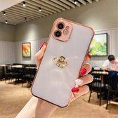 2-in-1 beplating TPU-beschermhoes met ringhouder voor iPhone 12 (roségoud)