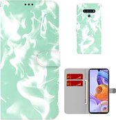 Voor LG Stylo 6/K71 Cloud Fog Pattern Horizontal Flip Leather Case met houder & kaartsleuf & portemonnee (mintgroen)