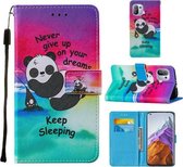 Voor Xiaomi Mi 11 Pro Cross Texture Painting Pattern Horizontale Flip Leather Case met Houder & Kaartsleuven & Portemonnee & Lanyard (Sleeping Panda)