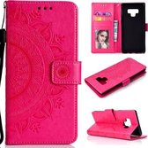 Voor Samsung Galaxy Note9 Totem Bloem Reliëf Horizontale Flip TPU + PU lederen tas met houder & kaartsleuven & portemonnee (rood)