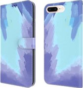 Aquarel patroon horizontale flip lederen hoes met houder & kaartsleuf & portemonnee voor iPhone 8 Plus & 7 Plus (wintersneeuw)