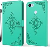 Voor Google Pixel 3a XL Reliëf Fortune Bloempatroon Horizontale Flip Leren Case met Houder & Kaartsleuf & Portemonnee & Lanyard (Groen)