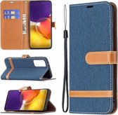 Voor Samsung Galaxy A82 5G Kleuraanpassing Denim Textuur Horizontale Flip Leren Case met Houder & Kaartsleuven & Portemonnee & Lanyard (Donkerblauw)