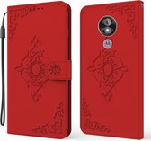 Voor Motorola Moto G7 Power EU / US-versie Reliëf Fortune Flower Pattern Horizontale Flip lederen tas met houder & kaartsleuf & portemonnee & lanyard (rood)