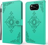 Voor Xiaomi Poco X3 NFC Reliëf Fortuin Bloempatroon Horizontale Flip Leren Case met Houder & Kaartsleuf & Portemonnee & Lanyard (Groen)
