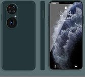 Voor Huawei P50 Pro effen kleur imitatie vloeibare siliconen rechte rand valbestendige volledige dekking beschermhoes (donkergroen)
