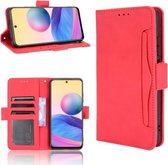 Voor Geschikt voor Xiaomi Redmi Note 10 5G Skin Feel Calf Pattern Horizontale Flip lederen tas met houder & kaartsleuven & fotolijst (rood)