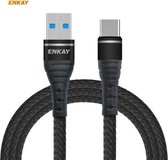 ENKAY Hat-Prince ENK-CB108 USB naar USB Type-C nylon geweven stof textuur snel opladen datakabel, lengte: 1m (zwart)
