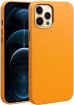 QIALINO nappaleer schokbestendig Magsafe-hoesje voor iPhone 12 Pro Max (geel)