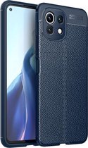 Voor Geschikt voor Xiaomi Mi 11 Lite Litchi Texture TPU schokbestendig hoesje (blauw)