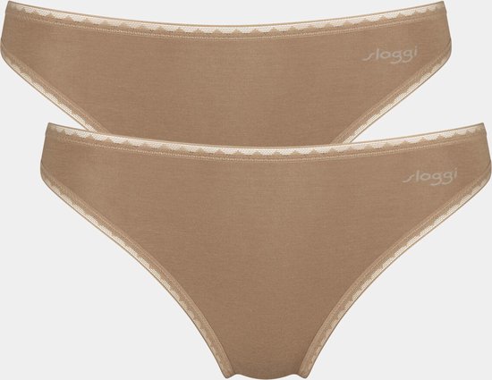 Sloggi dames Basic Tai GO organische slip 2-pack  -  Skin  - S  - Beige