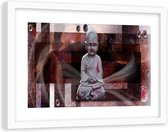 Foto in frame , Boeddha voor Roestkleur , 120x80cm , Multikleur, Premium print