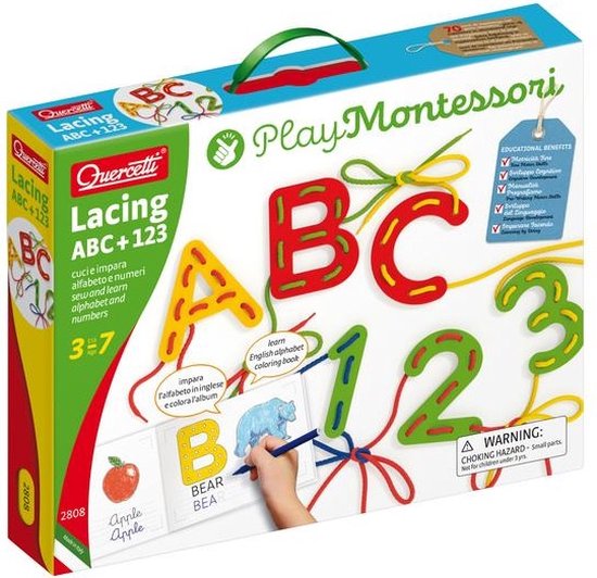 Boek: Quercetti Cijfers En Letterlijn Abc+123 Play Montessori, geschreven door Quercetti