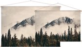 Misty Mountain Forest Sepia,  - Foto op Textielposter - 60 x 40 cm