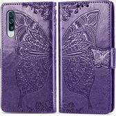 Samsung Galaxy A70 Hoesje - Mobigear - Butterfly Serie - Kunstlederen Bookcase - Paars - Hoesje Geschikt Voor Samsung Galaxy A70