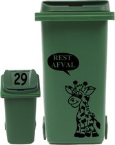 Sticker set container Giraf restafval tekstballon + huisnummer deksel | Rosami Decoratiestickers