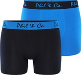 Phil & Co 2-Pack Boxershorts Heren Basic Blauw - Maat M
