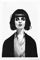 JUNIQE - Poster Mrs Mia Wallace -20x30 /Wit & Zwart