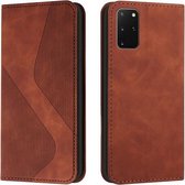 Voor Samsung Galaxy S20+ Skin Feel Magnetisch S-type Effen Kleur Horizontale Flip Lederen Case met Houder & Kaartsleuf & Portemonnee (Bruin)