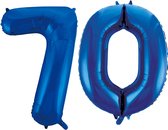 Blauwe folie ballonnen cijfer 70.