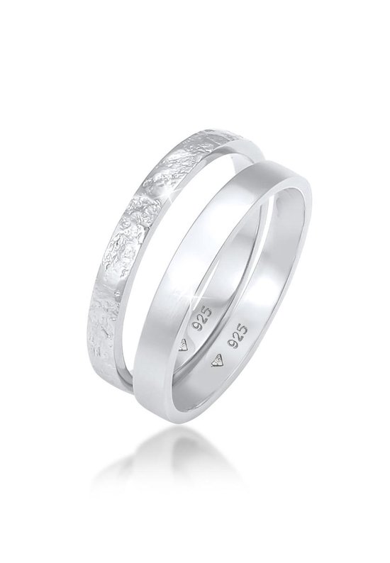 Elli Dames Ringen Dames Ring Set Minimal Basic in 925 Sterling Zilver rose-goud verguld
