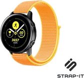 Nylon Smartwatch bandje - Geschikt voor  Samsung Galaxy Watch Active / Active2 nylon band - lichtgeel - Strap-it Horlogeband / Polsband / Armband