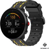 Siliconen Smartwatch bandje - Geschikt voor  Polar Unite sport gesp band - zwart/geel - Strap-it Horlogeband / Polsband / Armband