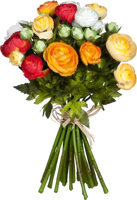 Mica Decorations Ranonkels Kunstbloemen Boeket - H35 x Ø26 cm - Oranje