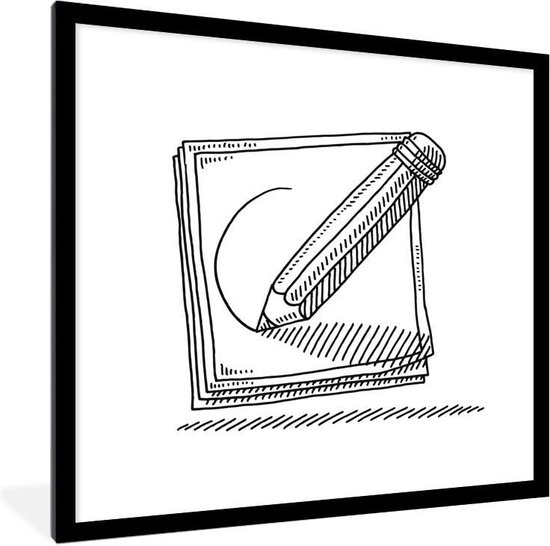 Image encadrée - Illustration d'un croquis cadre photo dessin noir avec  passe-partout