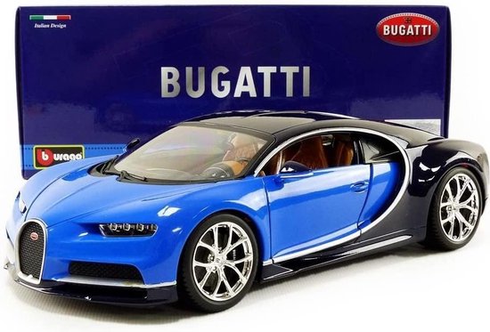 Bburago Bugatti Chiron 2016 - Blauw/Zwart Schaal 1:18 | bol.com