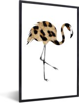 Fotolijst incl. Poster - Flamingo - Panterprint - Dier - 20x30 cm - Posterlijst