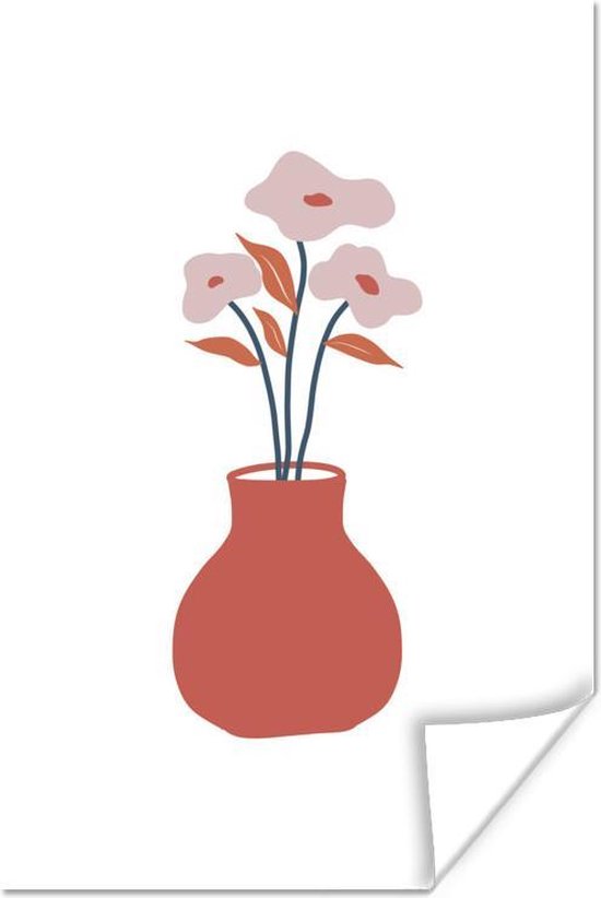 Poster Kunst - abstracte moderne kunst met een vaas met bloemen - cm | bol.com