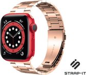 Stalen Smartwatch bandje - Geschikt voor  Apple Watch 6 stalen band - rosé goud - Maat: 38mm & 40mm - Strap-it Horlogeband / Polsband / Armband